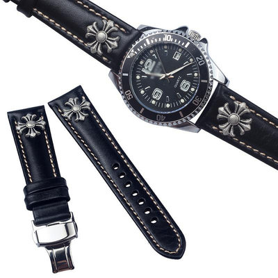 真皮錶帶適配勞力士歐米茄漢密爾頓精工錶帶男克羅心手錶配件20MM