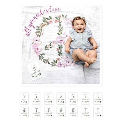 Lulujo 寶寶成長包巾卡片組-花海