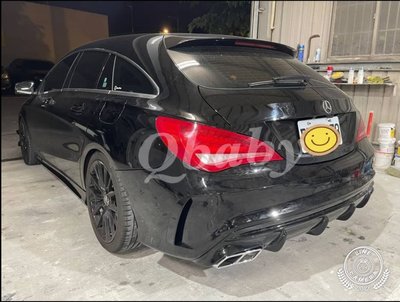 高速  BENZ CLA W117 45 AMG 後保桿 + CLA45 款 四出 後飾板 後下巴 亮黑 現貨