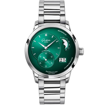 GLASHUTTE ORIGINAL 格拉蘇蒂原創 偏心月相 40mm 綠面 鋼錶帶 1-90-02-13-32-70