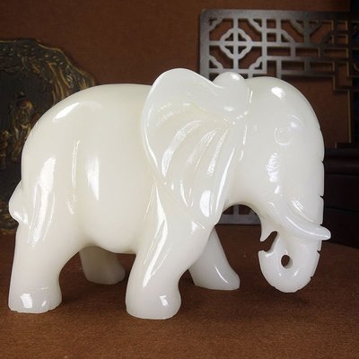 【熱賣下殺】玉石大象擺件一對天然白玉吸水象招財客廳辦公室裝飾送禮簡約現代