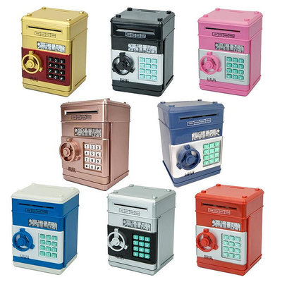 兒童卡通密碼箱存錢罐atm機保險柜音樂自動卷錢儲蓄罐存款機玩具