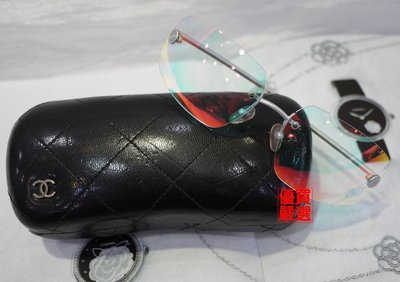 優買二手精品名牌店 CHANEL 雙C LOGO 透明 無框 炫彩 經典款 學院風 金屬 眼鏡 太陽眼鏡 II