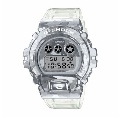 CASIO 卡西歐 G-SHOCK 金屬迷彩半透明手錶-白透/GM-6900SCM-1 /49.7mm