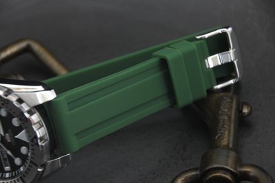 高質感20mm 22mm矽膠錶帶替代小沛雙凹溝紋oris promaster seiko sbbn panerai軍綠色