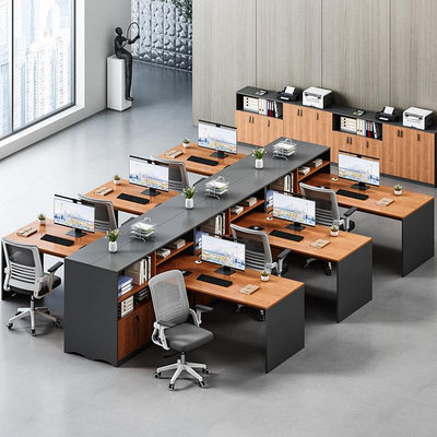 L型辦公桌椅組合員工位辦公室電腦桌二/四人位簡約屏風卡座職員桌