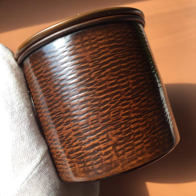 日本煎茶老銅建水一張打手錘紋年代物包漿自然