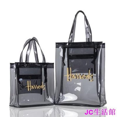 包子の屋Harrods PVC手提袋 透明款 英倫名品 哈洛德 藝文復古尚印花 手提袋 PVC 高品質時尚手提袋
