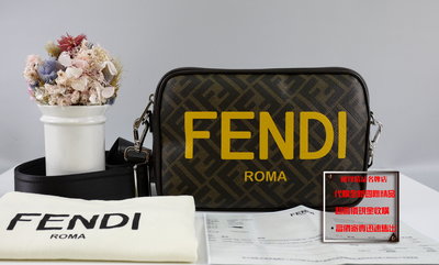 優買二手名牌店 FENDI FF logo 老花 字紋 芬迪 7M0286 肩背包 斜背包 相機包 兩用包 手拿包 激新