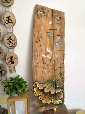 【熱賣精選】老門板風化木板畫墻飾手繪掛畫客廳臥室餐廳辦公沙發定制墻面畫