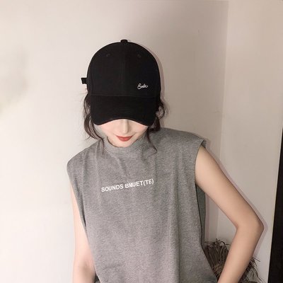 【熱賣精選】 日韓設計聯名款 帽子女春夏顯臉小棒球帽黑色百搭鴨舌帽