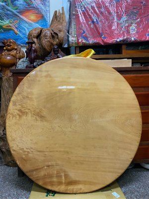 檜木圓桌板 閃花根部料