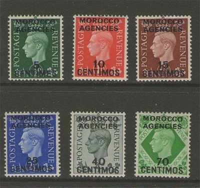 出國休假中【雲品一】英國Great Britain Offices Morocco 1937 KGVI Sc 83-88 MH 庫號#BF503 65932