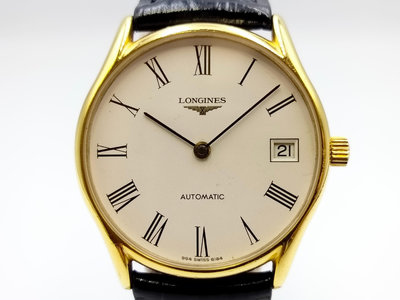 【發條盒子K0186】LONGINES 浪琴 羅馬米面自動 日期顯示 鍍金經典男錶 61822994
