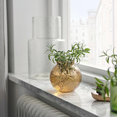IKEA KONSTFULL 棕色紋路玻璃花器/花瓶［10cm］