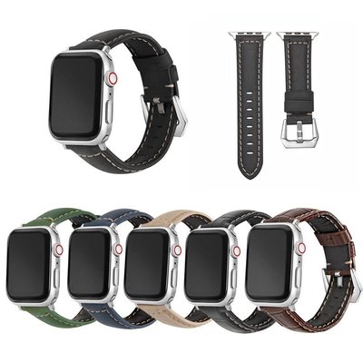 gaming微小配件-適用於Apple watch Ultra 8代沛納海真皮大扣小牛皮腕帶 磨砂瘋馬紋復古皮錶帶 蘋果手錶通用真皮錶帶-gm