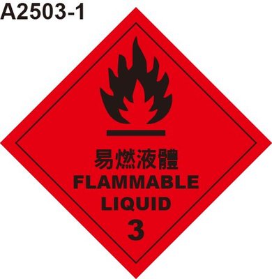 GHS危險物標示貼紙 A2503-1 危害運輸圖示 危害標示貼紙 易燃液體 [飛盟廣告 設計印刷]