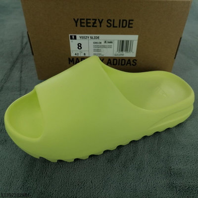 Adidas Yeezy Slide Glow Green GX6138 拖鞋 螢光綠時尚 休閑公司級