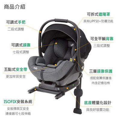 奇哥Joie i-Level ISOFIX 嬰兒提籃汽座（初生嬰兒～13Kg)