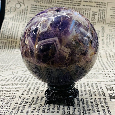 tj1054天然紫水晶球擺夢幻紫色水晶居家飾品，原石打磨，隨 水晶 擺件 文玩【天下奇物】1732