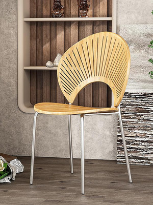 家用北歐餐椅貝殼靠背餐桌凳咖啡廳現代簡約輕奢梳妝高級感化妝椅-寶島百貨