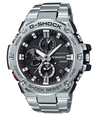 【金台鐘錶】CASIO卡西歐G-SHOCK 太陽能 強悍機能型 (不鏽鋼錶帶) (藍芽) GST-B100D-1A