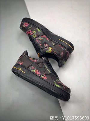 Nike Air Force 1 '07 LV8 黑色 花卉 潮流 厚底 低幫 滑板鞋 BV6068-001 男女鞋
