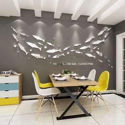 简约北欧风海洋魚創意壁貼3亞克力牆貼客廳餐廳創意畫 部分商品滿299發貨~