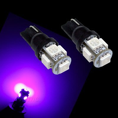 【PA LED】T10 5晶 15晶體 SMD LED 紫光 粉紫 耐熱底座 小燈 方向燈 儀表燈 定位燈