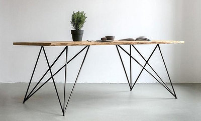 北歐設計師實木餐桌復古餐桌loft餐桌復古辦公桌會議桌實木辦公桌