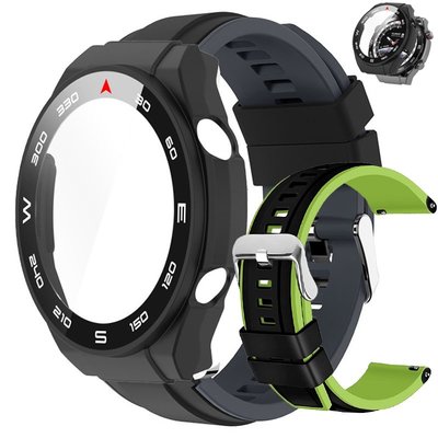 華為 WATCH Ultimate 錶帶保護套運動錶帶軟矽膠腕帶替換帶 PC 玻璃保護套可穿戴配件