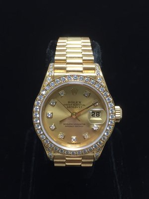 【益成當舖】流當品 黃K勞力士ROLEX79158型女錶 750-18K黃金ROLEX 原鑲鑽圈鑽角十鑽面