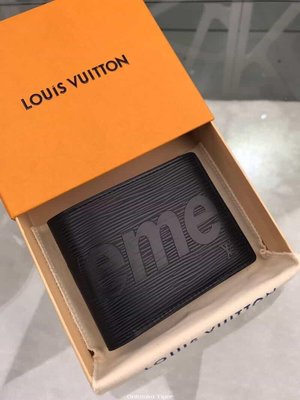 二手Louis Vuitton LV Supreme錢夾 M60332 黑色 水波紋
