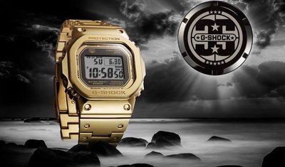 金色黑液晶全新 CASIO 卡西歐  G-SHOCK x BLUETOOTH GMW-B5000GD-9DR 黃金屬