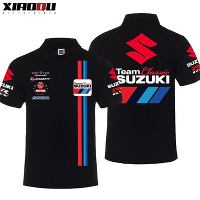 Suzuki鈴木重機車騎行服POLO衫短袖摩托機車賽車服定制寬松T恤男