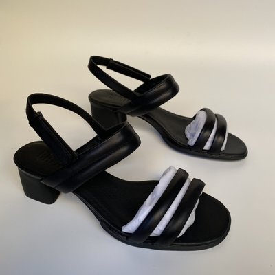 熱銷新款 CAMPER 西班牙女鞋 katie夏季黑色新款一字帶中跟涼鞋 明星大牌同款