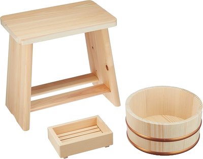 【日本製 三件組】日本直送 多功能 檜木 風呂椅 置物椅 親子椅 泡湯 浴室 飯店 檜木椅 實木椅 肥皂盒 湯桶