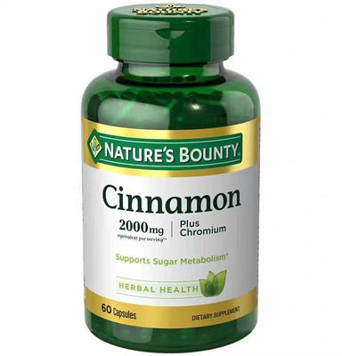 自然之寶錫蘭肉桂加鉻2000mg 60粒美商Nature's Bounty Cinnamon