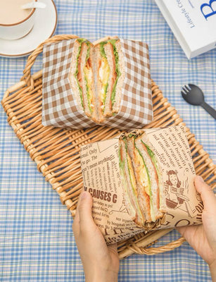 ￼bonjour 法式三明治袋一磅裝約350張opp塑膠袋 防油三明治包裝紙50入一組好用美觀