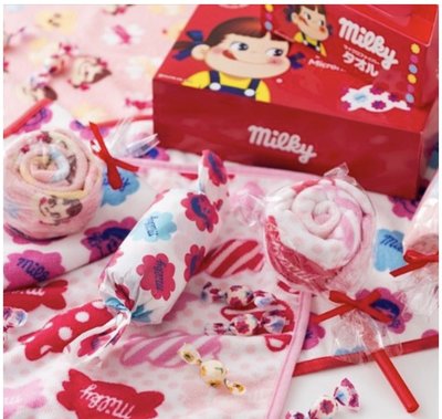Mei 小舖☼預購商品！日本 牛奶妹 Milky 速乾 柔軟 嬰兒 彌月禮 毛巾組 糖果包裝禮盒