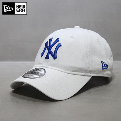 棒球帽子MLB軟頂大標NY白色藍字男女夏9FORTY鴨舌帽顯臉小UU代購#