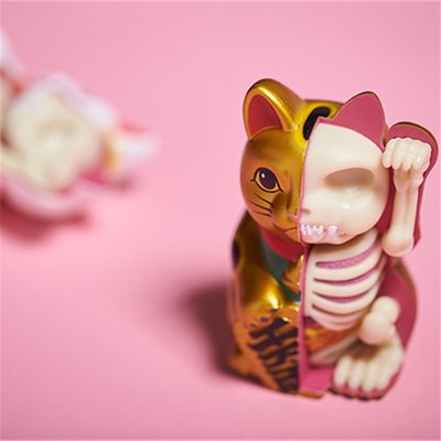 4D Master藝術家 Jason Freeny益智拼裝金色款招財貓透視骨骼解剖