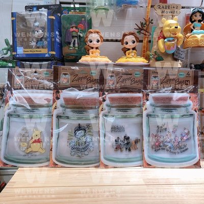 [wenwens] 日本 正版 迪士尼 米奇 米妮 愛麗絲 小熊維尼 三眼怪 糖果罐造型 透明密封袋 夾鏈袋 單包售價