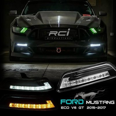 RC HID LED專賣店 福特 FORD MUSTANG 野馬 ECO V6 GT 前保桿燈 雙色 跑馬方向燈