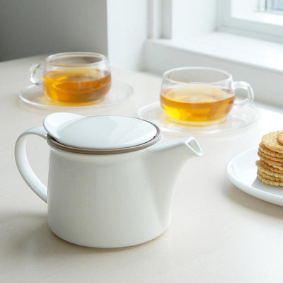 茶藝師 日本進口KINTO BRIM白色陶瓷茶壺茶杯過濾泡茶器花茶紅茶綠茶茶具