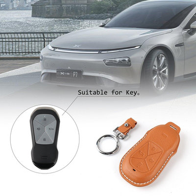 新款推薦車用鑰匙包殼 適用于小鵬p7汽車鑰匙包鵝掌紋手掌紋真皮復古頭層牛皮P5鑰匙套 促銷