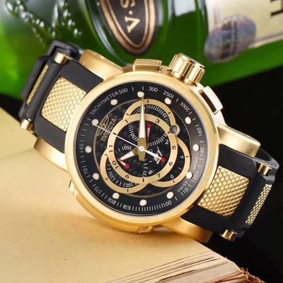100％原廠 大表盤 英佛他 Invicta /因維克塔 多色橡膠帶計時手表