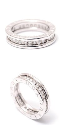 [嚴選#48+6期0利率] 寶格麗 BVLGARI 18K白金 B-ZERO1 線戒 排鑽 鑽石戒指