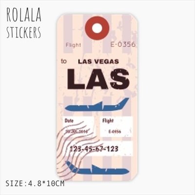 【S702】單張PVC防水貼紙 拉斯維加斯機場貼紙 托運條碼貼紙 行李登機牌貼紙 飛機貼紙《同價位買4送1》ROLALA