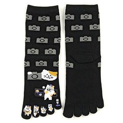 ˙ＴＯＭＡＴＯ生活雜鋪˙日本進口雜貨人氣貓咪做瑜珈 相機 唱歌音符棉質五指襪 健康襪(預購)